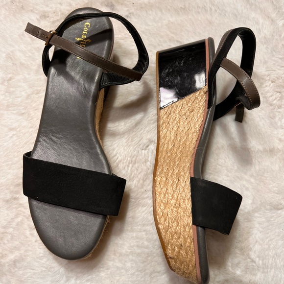 Cole Haan leather & Jute platform sandal womens size 10 - Picture 5 of 9